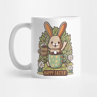 Happy Easter Cute Easter Bunny Floral Egg Hunting Coffee Lover Mug